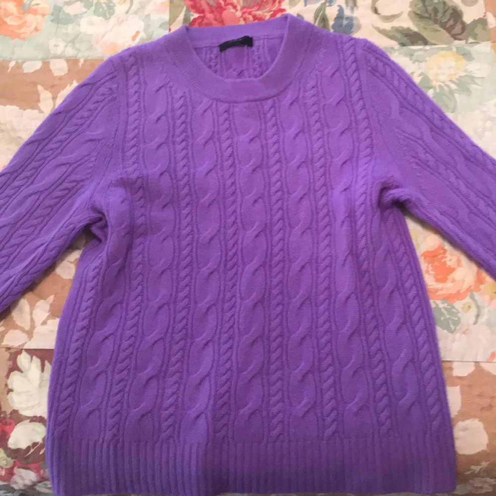 J. Crew Cashmere Cable Sweater - Purple - Large